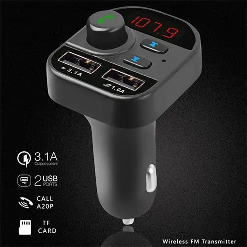 Car MP3 Dual USB Fast Charge Hands-free call – Black